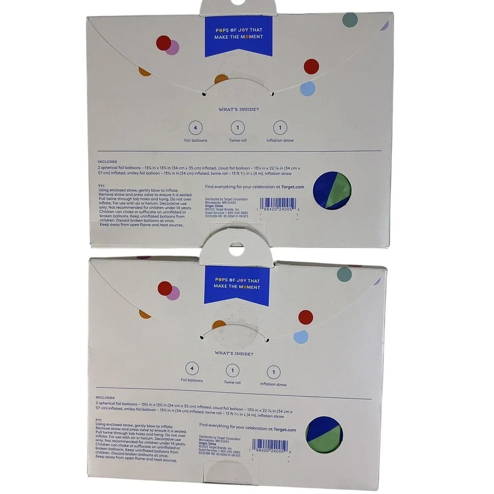 Lot of 2‎ Spritz Balloons 6 Piece Kit Disco Smile Cloud Foil Balloon